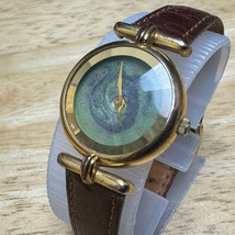 VTG Fossil Quartz Watch PC-9218 Women Gold Tone Prism Leather Analog New Battery - £22.40 GBP