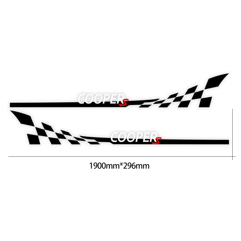 2pcs Car Styling Car Door Side Skirt Checker Flag Stripes Decal Stickers for  S  - $103.50