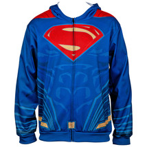 Superman Suit Comic Style Costume Hoodie Blue - £27.78 GBP