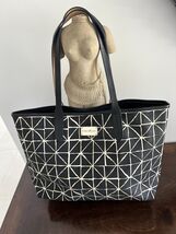 Cole Haan Black &amp; White Printed Canvas Leather Large Tote Shoulder Bag B... - $38.61