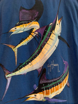 Vintage GUY HARVEY Marlins Blue Long Sleeve Double-Sided Tee - Size Youth L - £5.53 GBP
