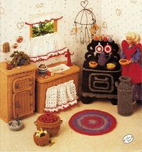 Annie&#39;s Attic Fashion Doll Kitchen Furniture Stove Sink Ice Box Crochet ... - $12.99
