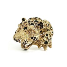 Vintage 1950&#39;s Black Enamel Leopard Cheetah Jaguar Ring 14K Yellow Gold 11.25 Gr - £1,254.23 GBP