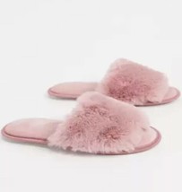 ASOS ~ Pink ~ Soft ~ Furry ~ Quilted ~ Slide-On Slippers ~ Size Large (9... - £18.38 GBP