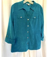 JM Collection Shirt Jacket Shacket Women Size 8 Teal Classic Casual 3/4 ... - £13.74 GBP
