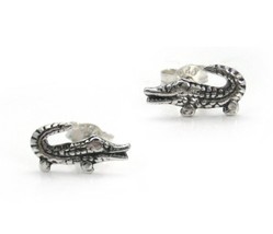 Sterling Silver Crocodile Stud Post Earrings - $9.99