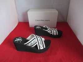 Calvin Klein Resort Wedge Platform Sandals - White Multi - US Size 8 1/2  - #659 - £25.90 GBP