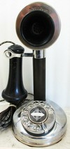 Kellogg Nickel Plated Candlestick Rotary Dial Telephone Circa 1900&#39;s - $995.00