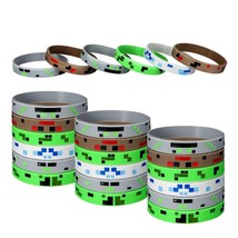 24 Pieces Pixelated Miner Crafting Style Character Bracelets Silicone  - £14.20 GBP