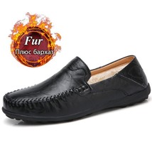 Classic Men&#39;s Leather Warm  Winter Casual Shoes High Quality Moccasins Flats Sho - £38.73 GBP