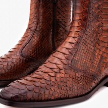 The Boss Tan Pythn Snk Zip-Up Leather Men Boot Limited Edition image 9