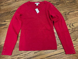 NEW WHBM Outlet Long Sleeve V-neck Sweater Red Size Large NWT - £31.14 GBP