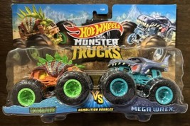 2 Pack Hot Wheels Monster Trucks Demolition Doubles Motosaurus Mega Wrex 2021 - £15.97 GBP