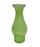 Vintage Green Glass Piecrust Chimney For Kerosene Oil Lamps - 7 31/64&quot; x... - $18.50