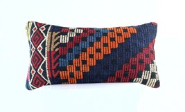 Handmade Turkish Kilim Pillow Cover 12x24 Ethnic Boho Sofa Lumbar Cushion E1004 - $15.13