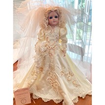 Porcelain Victorian Bride Doll 23&quot; Tall Satin and Sequin Dress by Barbara Paul - £388.35 GBP