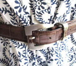 Patrick Mendes Croc Print Genuine Leather Belt Women’s Small Made in France - $37.99
