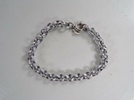 Sara Coventry Textured Silver Tone 7.75&quot; Rolo Chain Link Arm Bracelet Fashion - £5.50 GBP