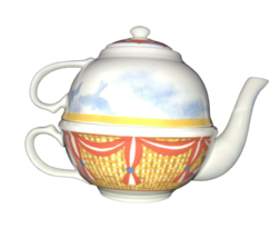 Williams Sonoma Montgolfier Air Balloon Tea For One Stacking Teapot Cup Set - £51.45 GBP