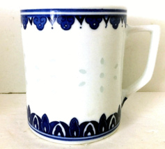 Chinese Rice Grain Porcelain Mug Blue &amp; White 4&quot;H 3&quot;W Holds 12oz Marked ... - $11.69