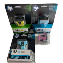 4 Genuine HP 02 Ink Cartridges cyan, light cyan, yellow XL, pink HP Photosmart - $22.28