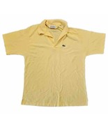 Izod Lacoste Shirt Men&#39;s XL Yellow Golf Polo Short Sleeve Logo Casual Vtg - £23.70 GBP