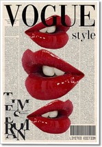 Fashion Canvas Wall Art Trendy Preppy Red Lips Room Aesthetic Poster Funky Magaz - £17.74 GBP