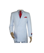 Men Apollo King Double Breasted Suit Classic Peak Lapel Pleated DM26 White - £92.52 GBP