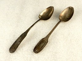 Lot of 2 Vintage/Antique Teaspoons, Collectible Silver Plated Tableware - $19.55