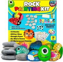 Rock Painting Kit Deluxe Arts and Crafts for Girls Boys Age 6 12 Rocks T... - £17.72 GBP