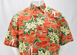 Bruno Orange Floral Hawaiian Shirt 100% Polyester Size Large  - £23.18 GBP
