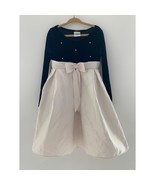 Perfectly Dressed Girls Velvet &amp; Satin Dress W/ Bow Size 5 Black &amp; White - $342.12 MXN