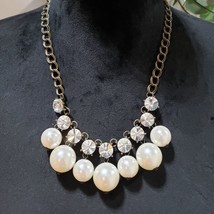 Plunder Women Fashion Bead Dangle Pearl Clear Crystal Necklace W/ Lobste... - $32.67
