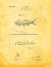 Artificial Fish Lure Patent Print - Golden Look - $7.95+