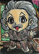 Scientist Albert Einstein Japanese Anime Original Sketch Card Drawing ACEO Maia - £19.63 GBP