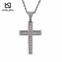 New Fashion Cross Chain For Men High Polished 50cm Stainless Steel Gold Color Cr - £16.17 GBP