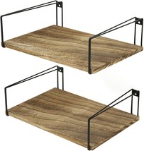 Sriwatana Wide Floating Shelves, Rustic Wood Wall Shelves Set, Carbonized Black - £37.53 GBP