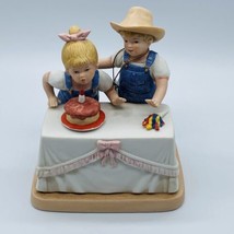 Home Interiors Homco Denim Days Happy Birthday Figurine Danny &amp; Debbie W/Tag - £15.62 GBP