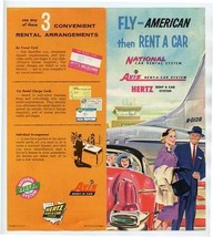 Fly American Then Rent a Car National Avis Hertz Brochure 1950&#39;s - $11.88