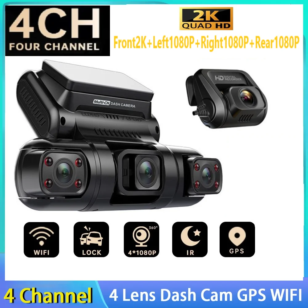 Mini Hidden Dash Cam 4 Lens 360° Full HD For Car DVR Auto Video Recorder Night - £154.96 GBP+