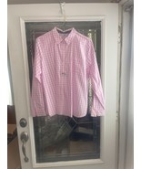 Croft &amp; Barrow Womens Pink Plaid Long Tab Sleeve Blouse Top Size PL - $15.79