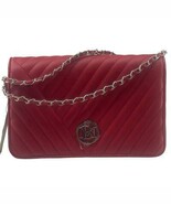 Badgley Mischka Studio Crossbody Red Vegan Leather Round Logo Chain Strap - €31,36 EUR