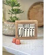 Hello Coffee Barn Wood Small Box Sign Kitchen Decor - $20.85