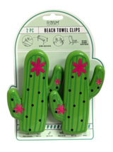 Cactus Figural Beach Towel Tablecloth Clips 5-in Green Pink 2-Piece Gift... - $288.36 MXN