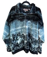 Vintage Cobblestone Canyon Wolf Winter Fleece Sweater Jacket Men&#39;s Size 2XL - £70.06 GBP