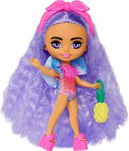 Barbie Extra Mini Minis Travel Doll with Pink &amp; Blonde Hair, Fringe Top, Pastel  - £10.34 GBP