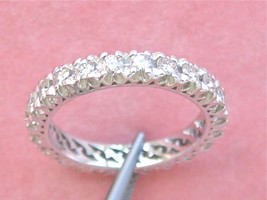 VINTAGE MID-CENTURY .95ctw DIAMOND PLATINUM ETERNITY BAND RING 1950 size... - $1,672.11