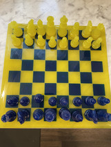 Chess Set | Blue | Yellow | Resin Chess Set | Board Game | Checkers - $75.00