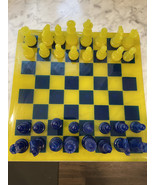 Chess Set | Blue | Yellow | Resin Chess Set | Board Game | Checkers - $75.00