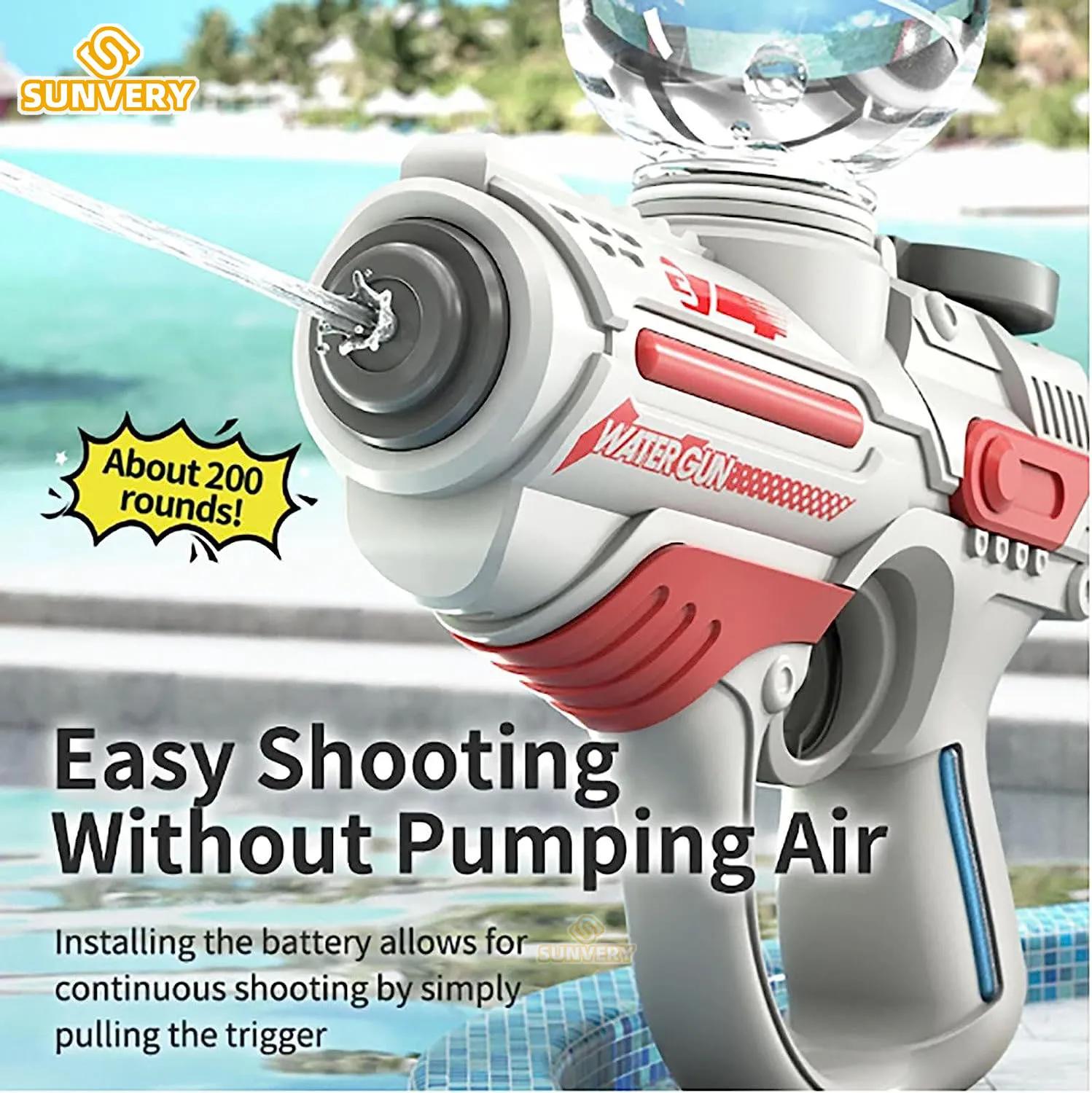 Electric Automatic Water Gun Children High-pressure Outdoor Beach Large-capacity - £15.39 GBP